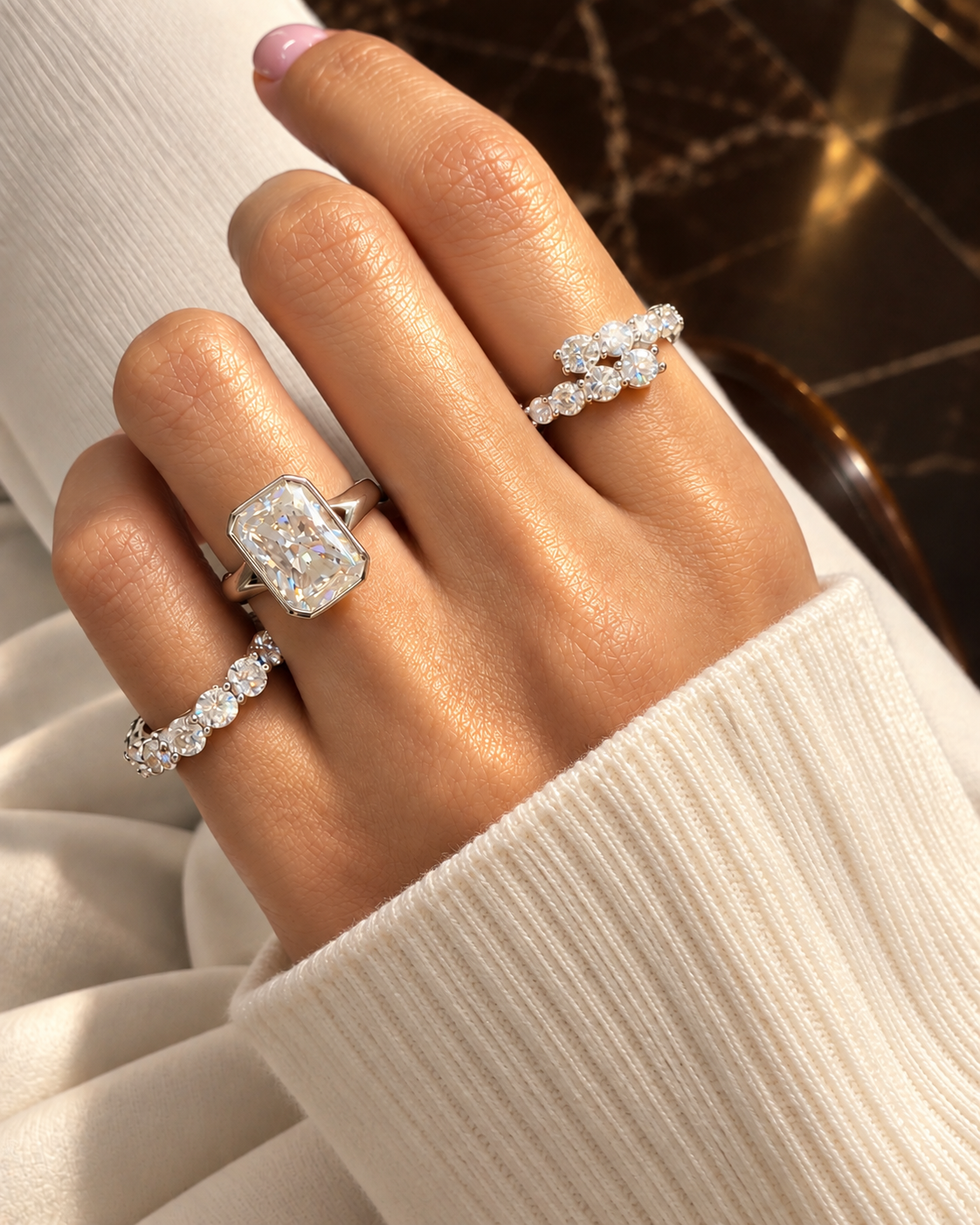 Anel Solitário Radiant Moissanite 4.5ct