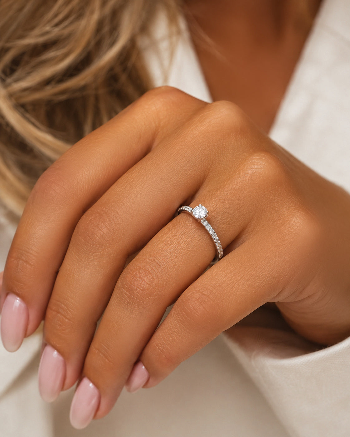 Anel Solitário Amelie Moissanite 30 Pontos