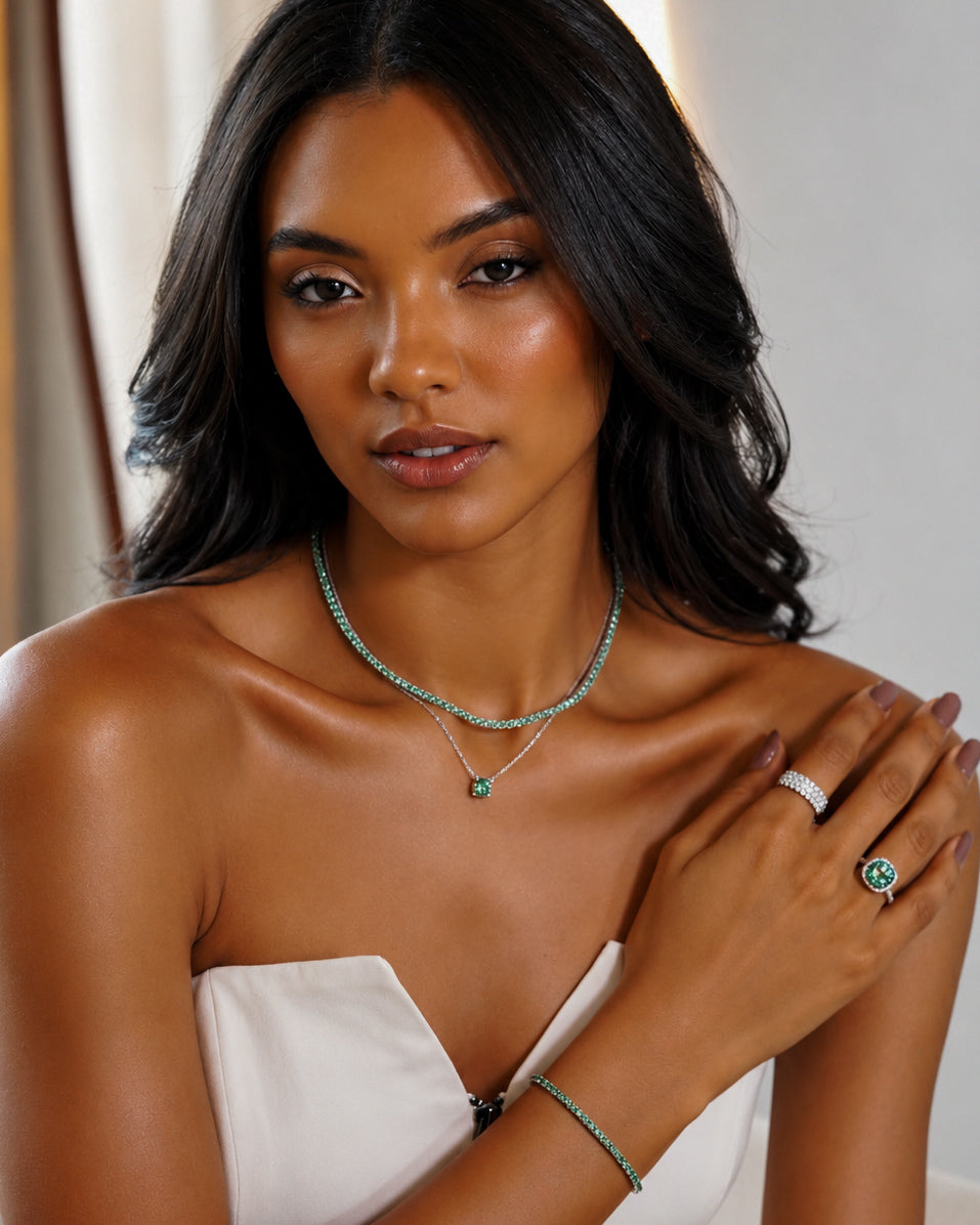 Colar Ponto de Luz Moissanite Portuguese Cut Ciano Deep Vivid 2ct