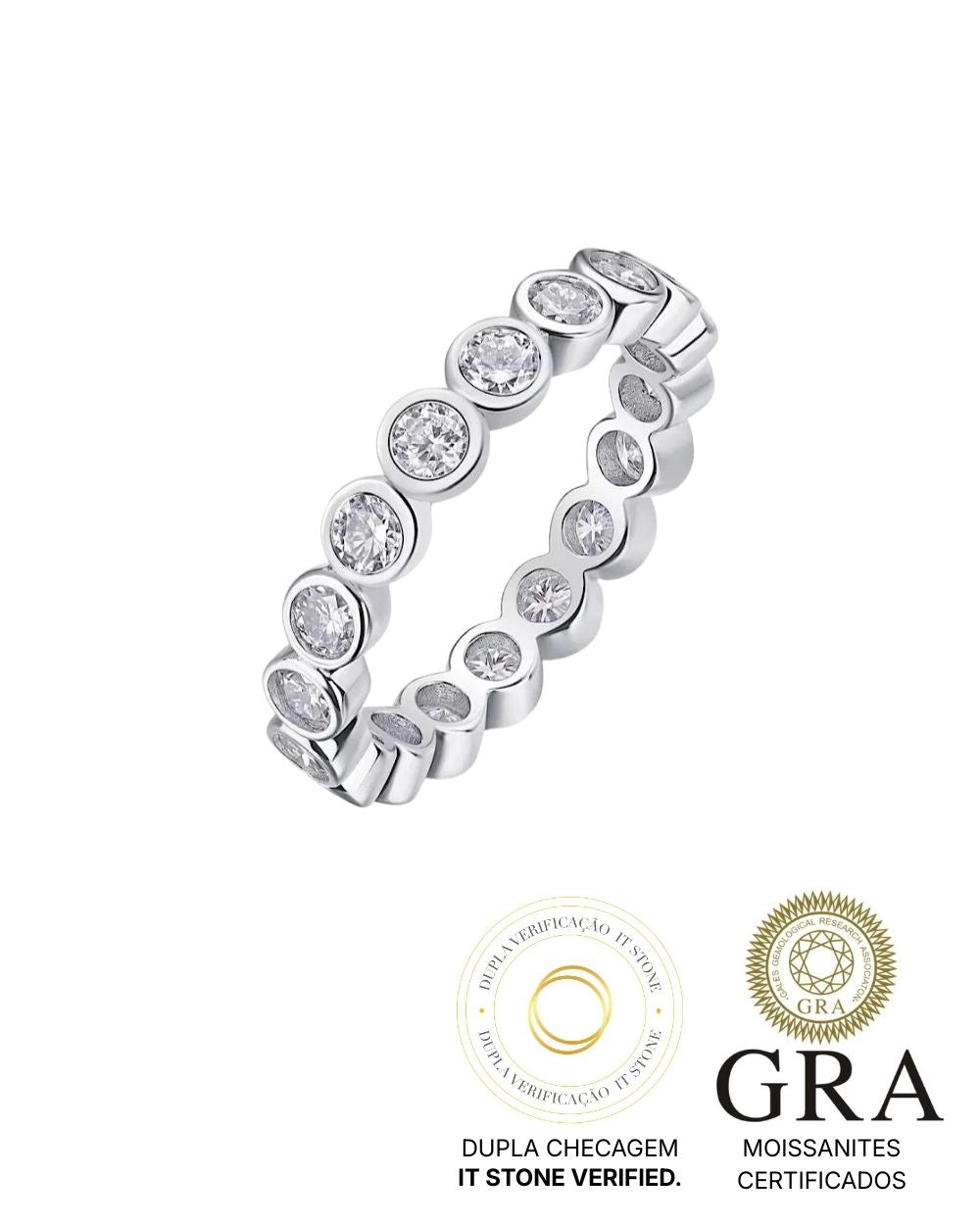 Aliança Moissanite Cravação Inglesa Luxo