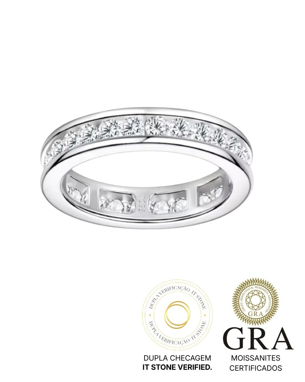 Aliança Trilho Moissanite Luxo
