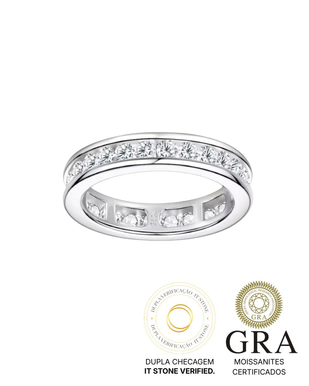 Aliança Trilho Moissanite Luxo