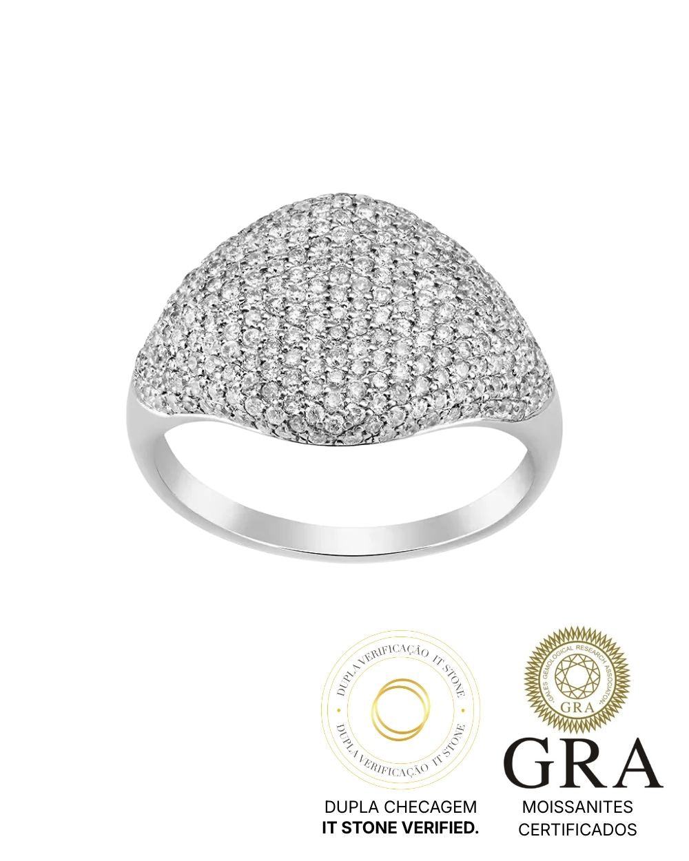 Anel Dedinho Moissanite Luxury Cravejado