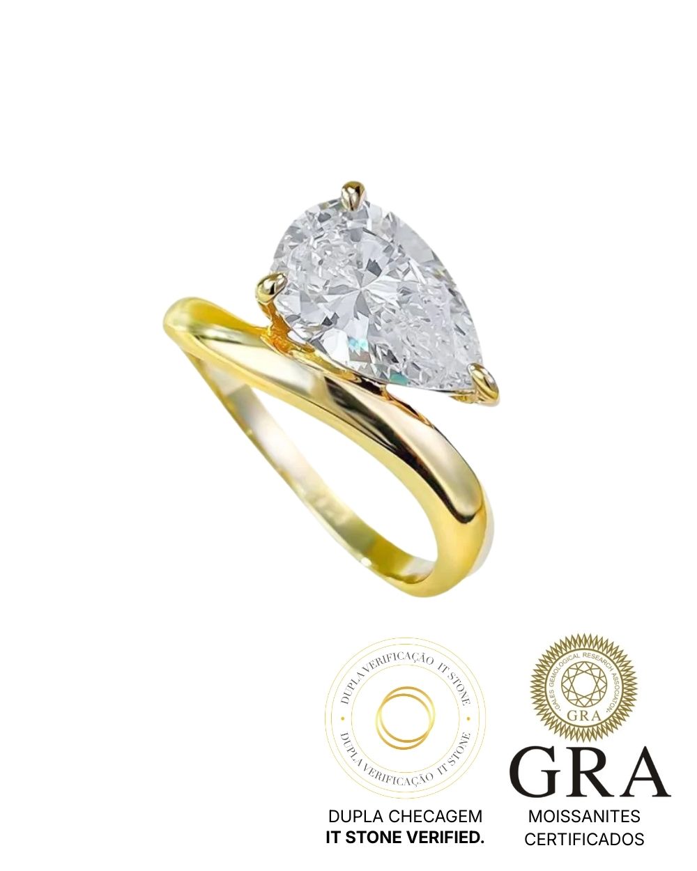 Anel Elysé Gota Moissanite 1.5ct