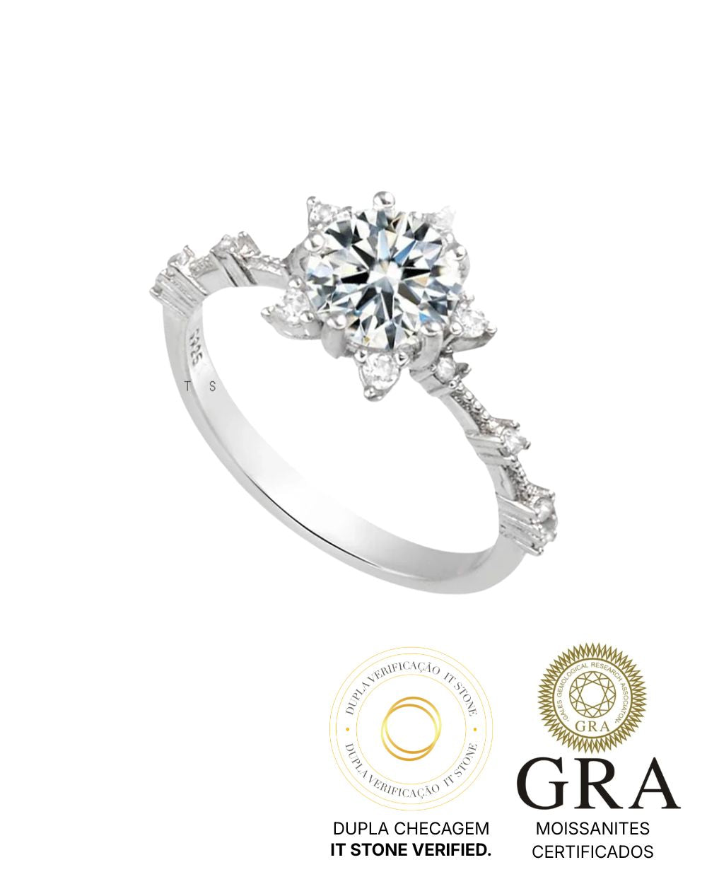 Anel Solitário Hillary Moissanite Luxury 1ct