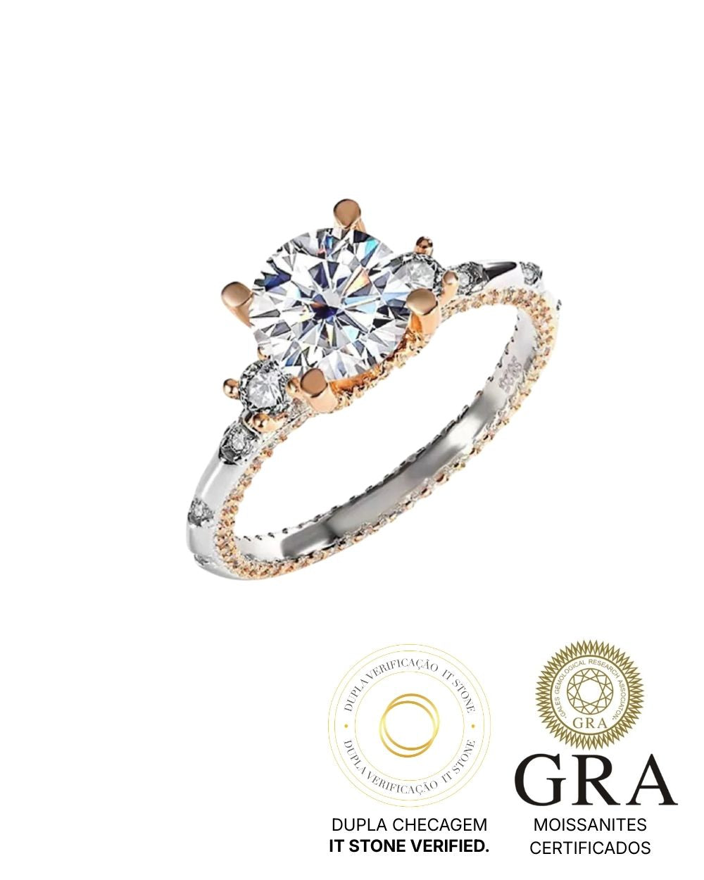 Anel Solitário Moissanite British 2ct