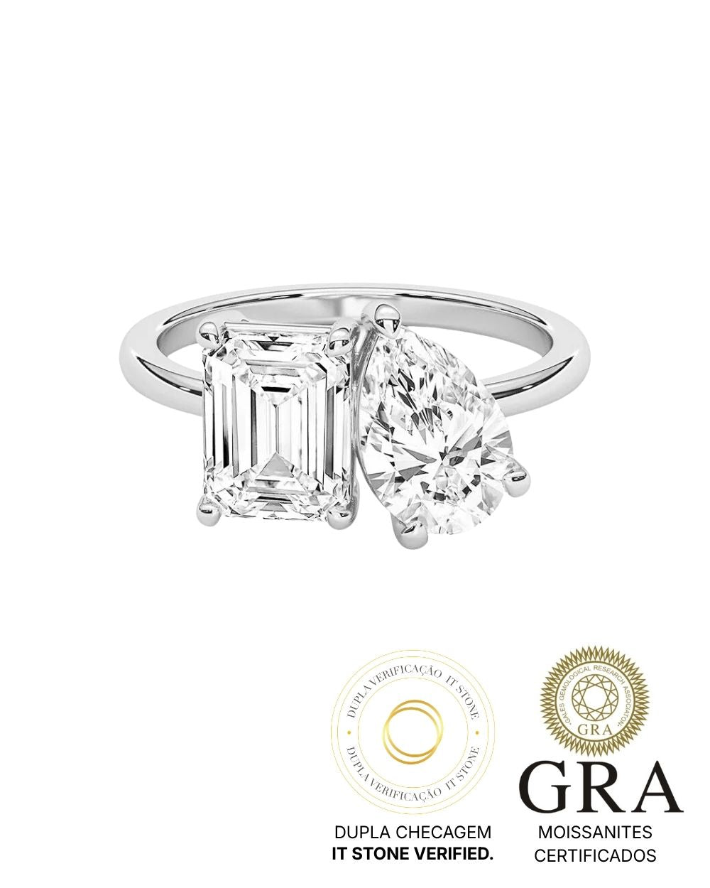 Anel Toi et Moi Moissanite Luxo