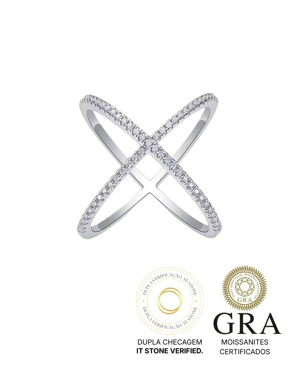 Anel X Moissanite Luxo