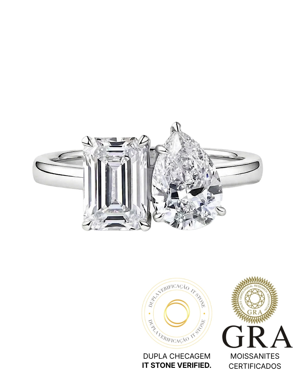 Anel Toi et Moi Moissanite Luxo