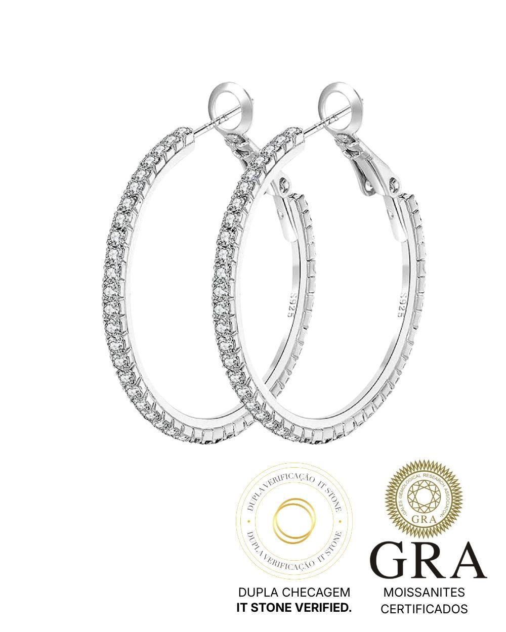 Argola Slim Moissanite Luxo