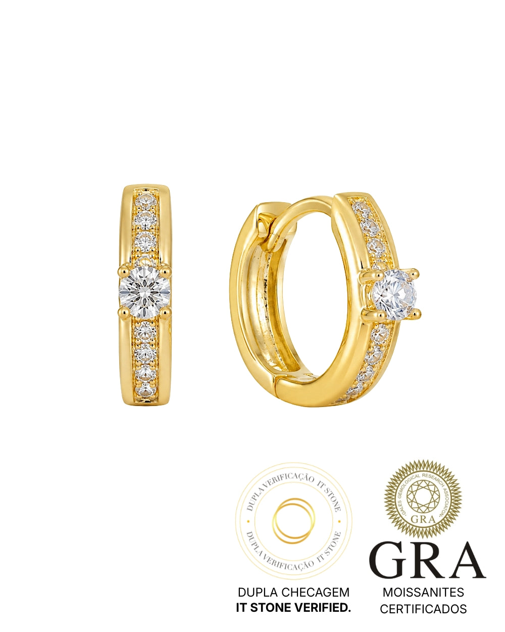 Argola Isis Gold Moissanite