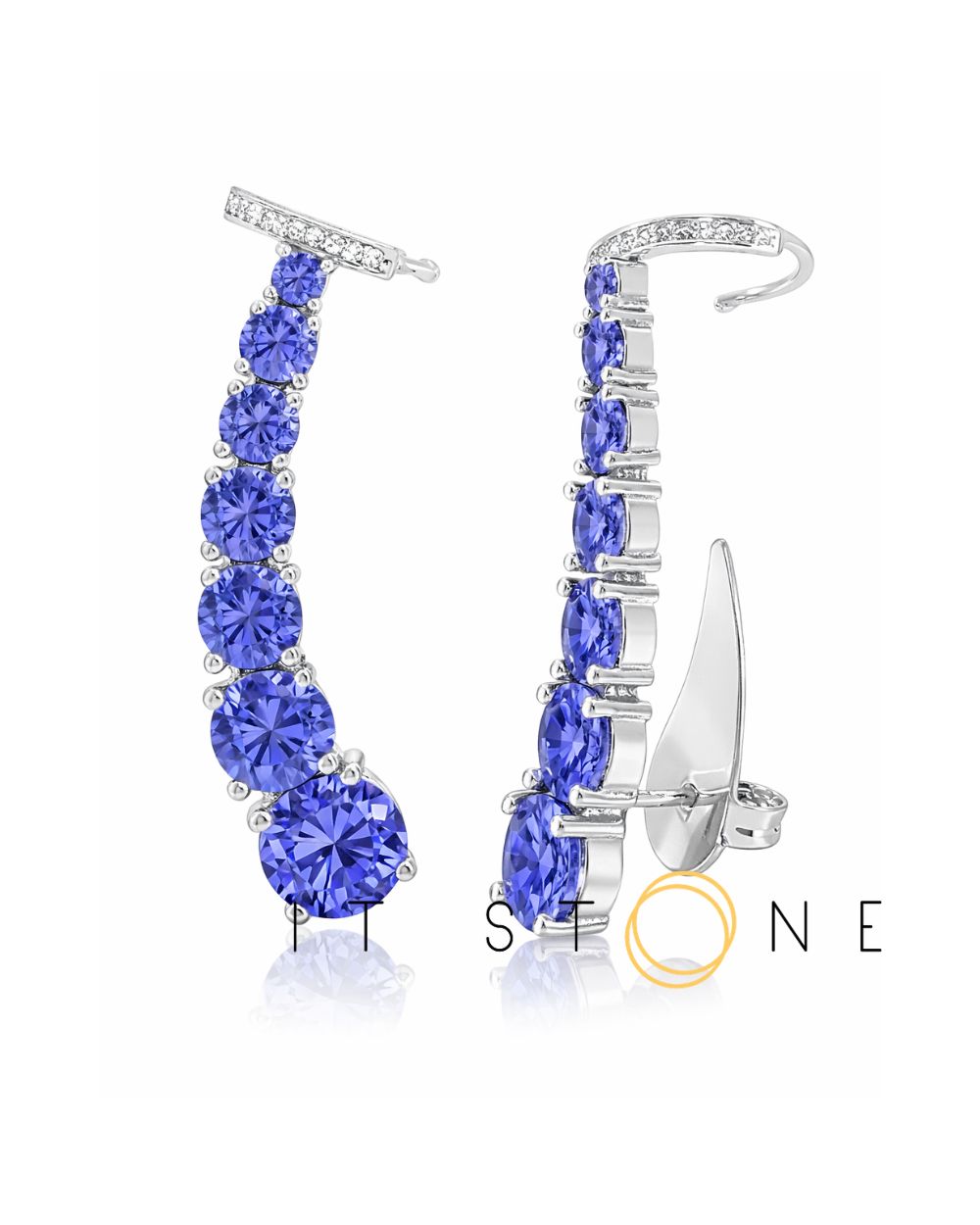 Brinco Ear Cuff Crystals Tanzanita