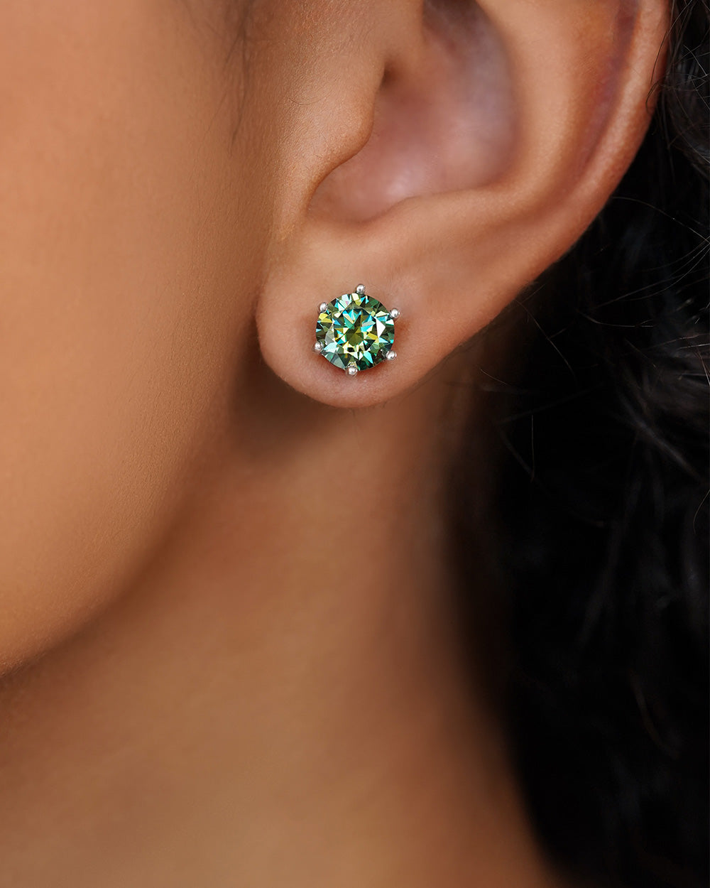 Brinco Elegance Ciano Deep Vivid Moissanite 2ct