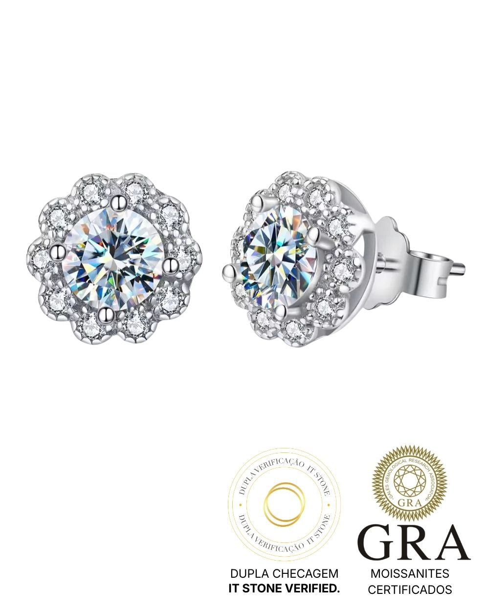Brinco Flower Moissanite Luxo