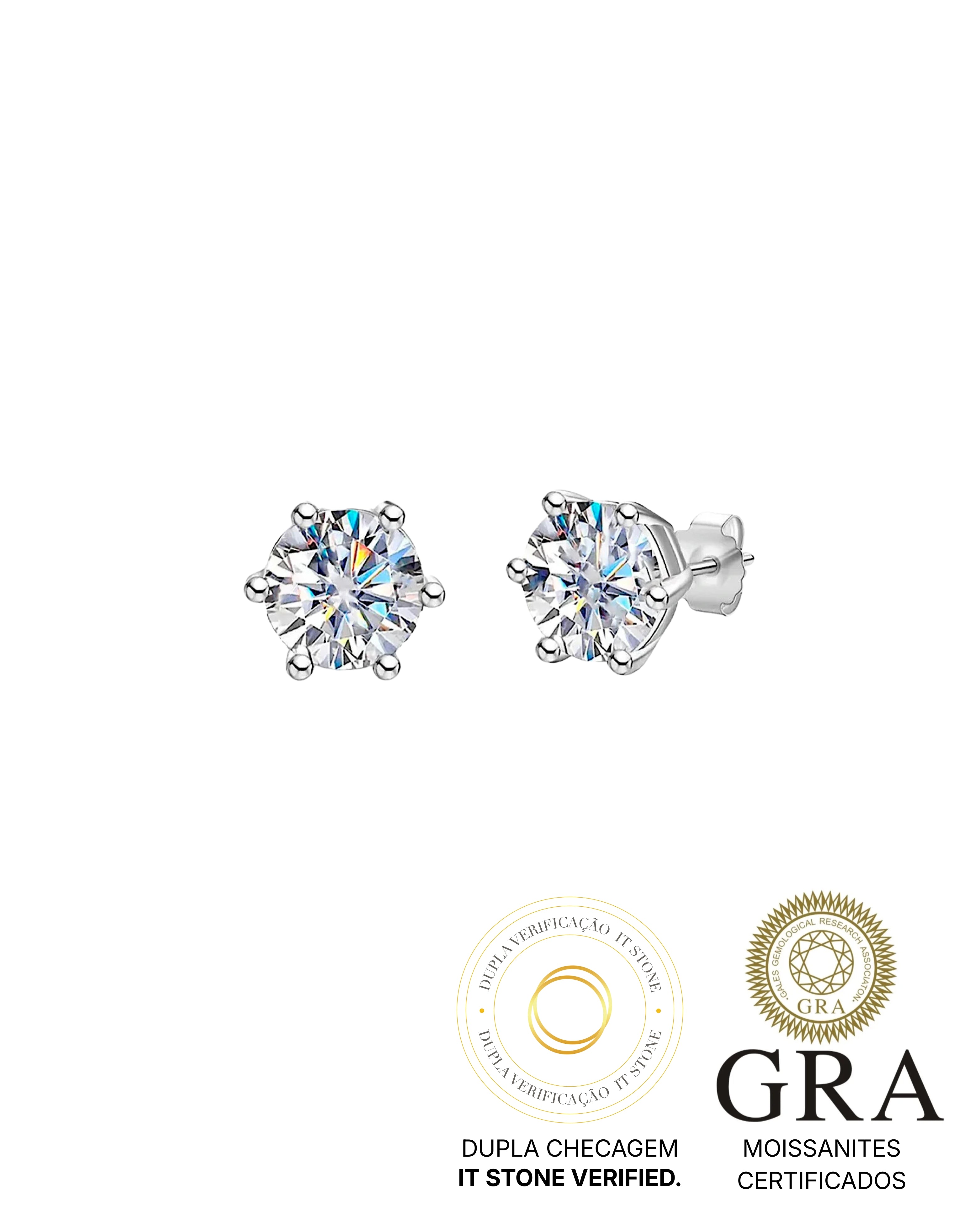 Brinco Solitário Moissanite Elegance 0.3ct