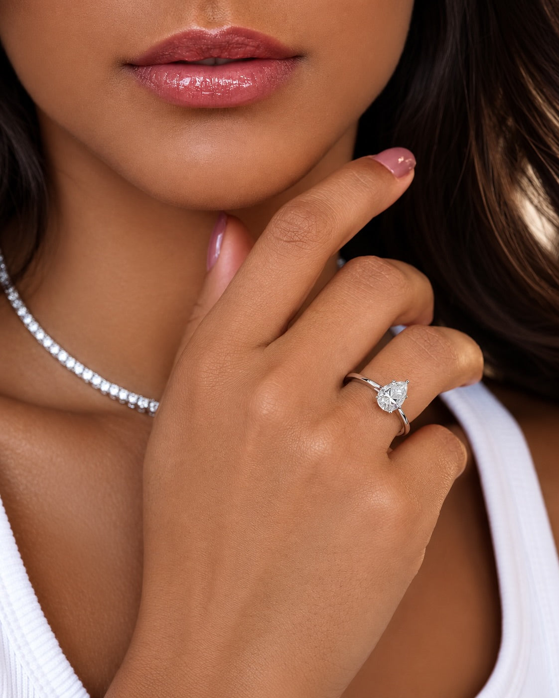 Anel Solitário Pear Shape Moissanite 2ct