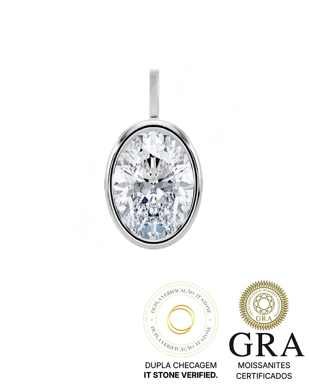 Pingente Oval Moissanite 3ct