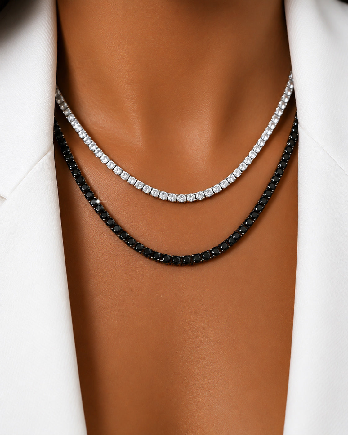 Colar Riviera Moissanite Negra Luxo 45cm