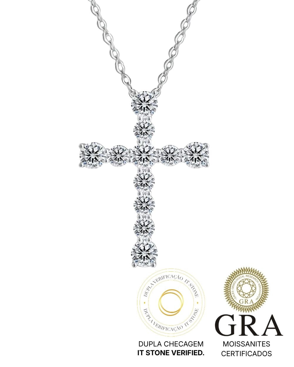 Colar Cruz Moissanite Luxo