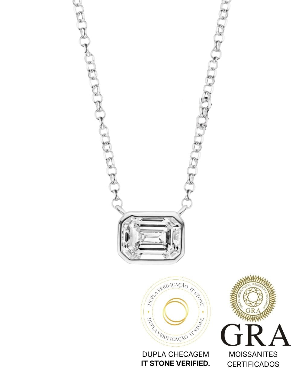 Colar Moissanite Emerald Cut