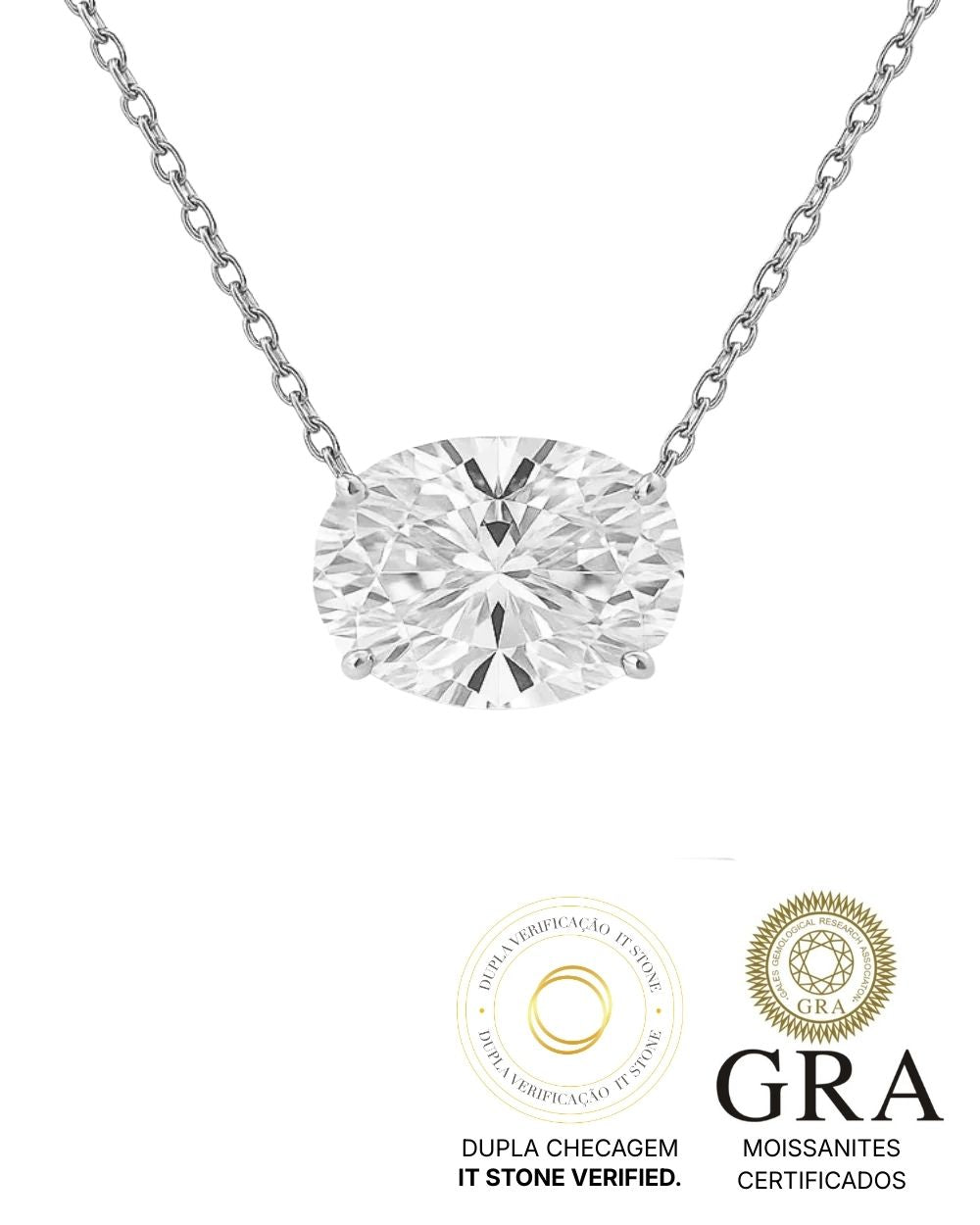 Colar Oval Moissanite Luxo 4ct