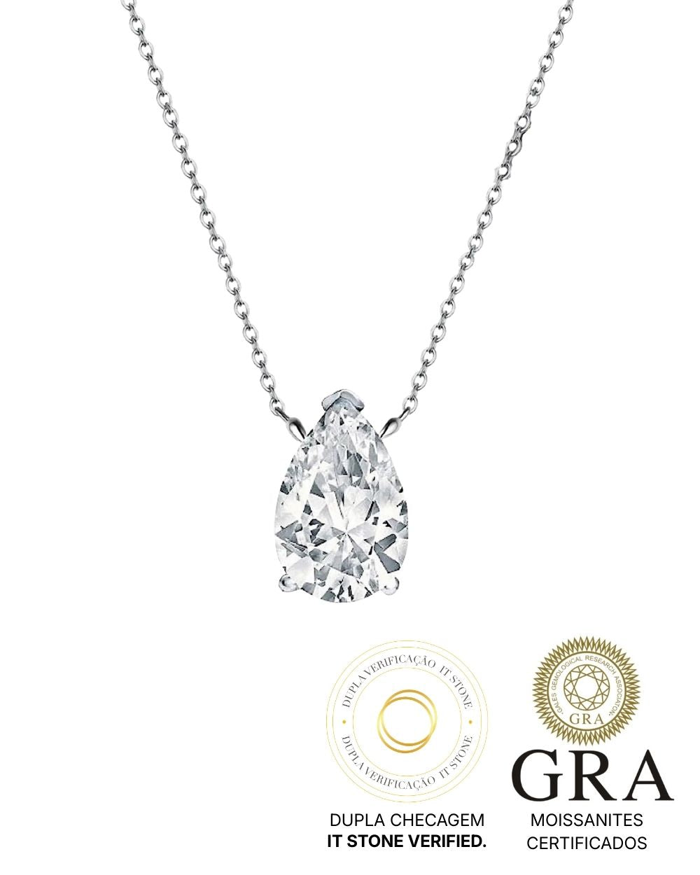 Colar Pear Cut Moissanite 4ct