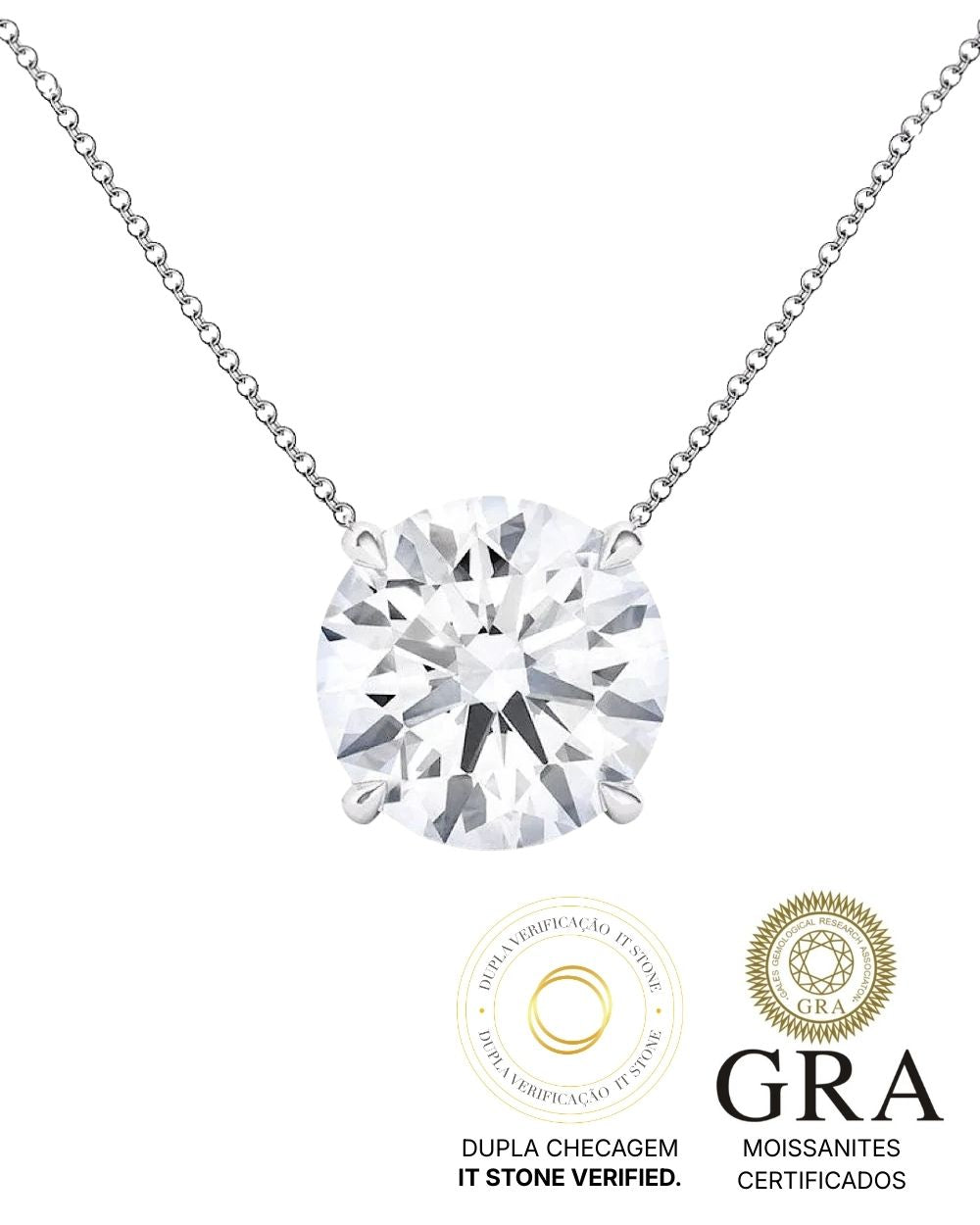 Colar Ponto de Luz Moissanite Classic 3ct