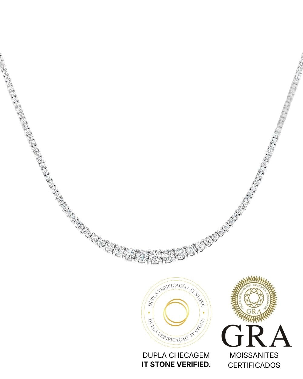 Colar Riviera Graduada Moissanites Luxo