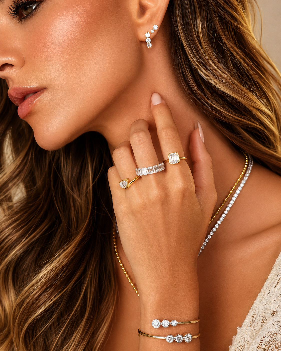 Argolinha Sky Moissanite Luxo Gold