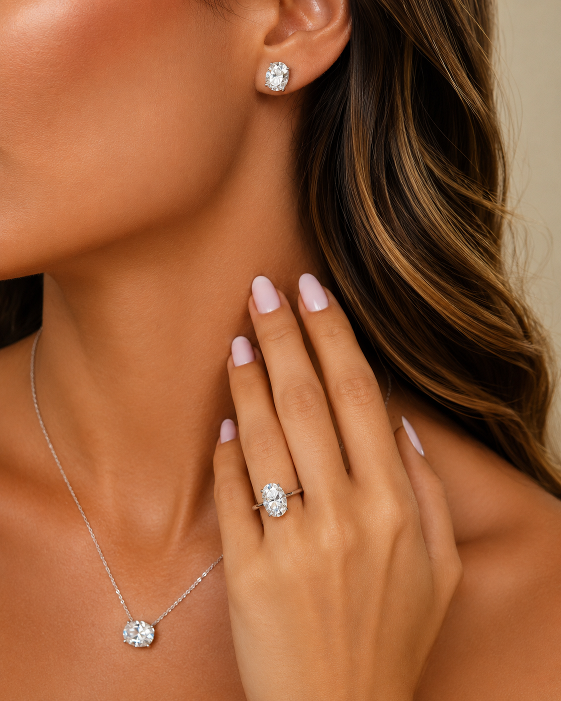 Colar Oval Moissanite Luxo 4ct