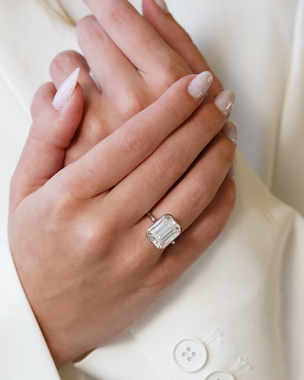 Anel Emerald Cut Moissanite 10ct