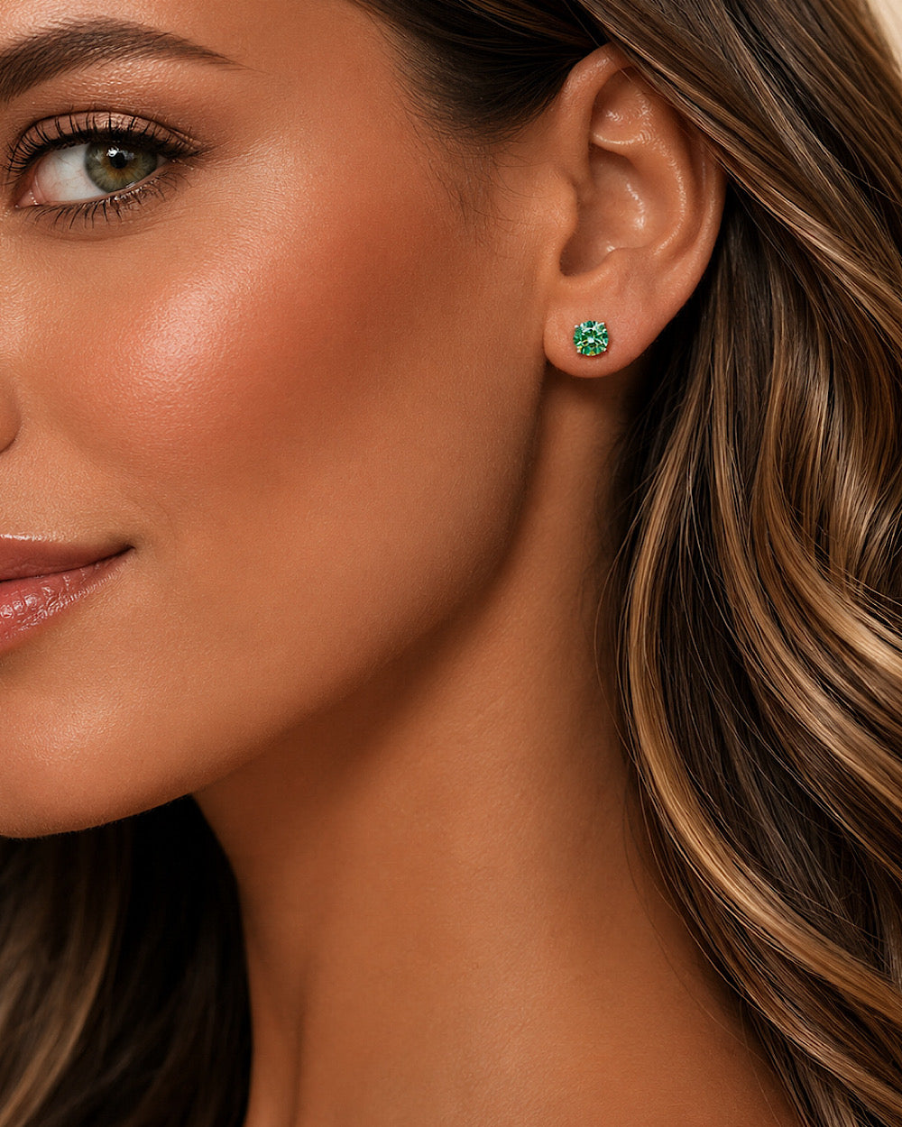 Brinco Solitário Clássico Moissanite Ciano Deep Vivid 1ct