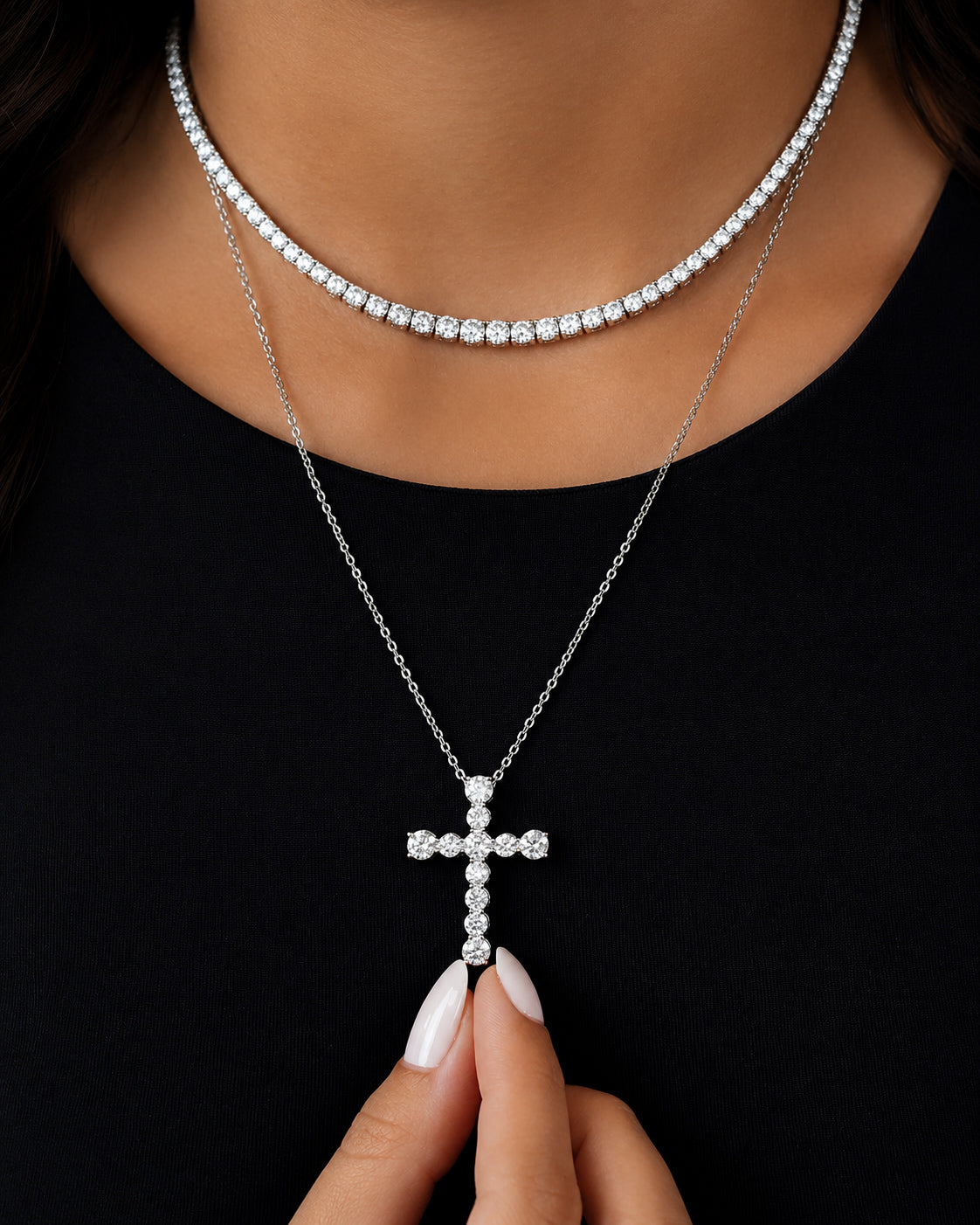 Colar Cruz Moissanite Luxo