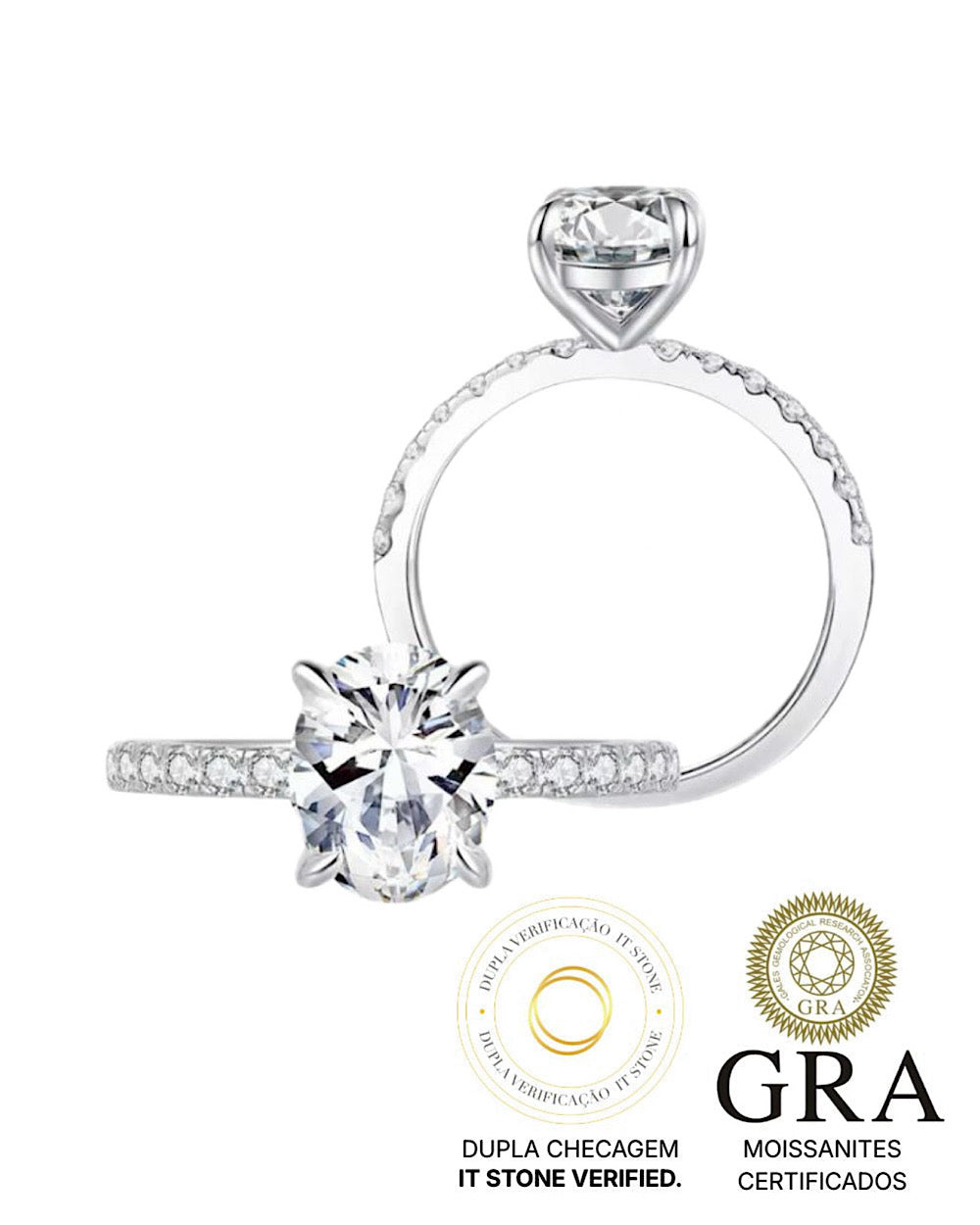 Anel Solitário Sienna Moissanite Oval