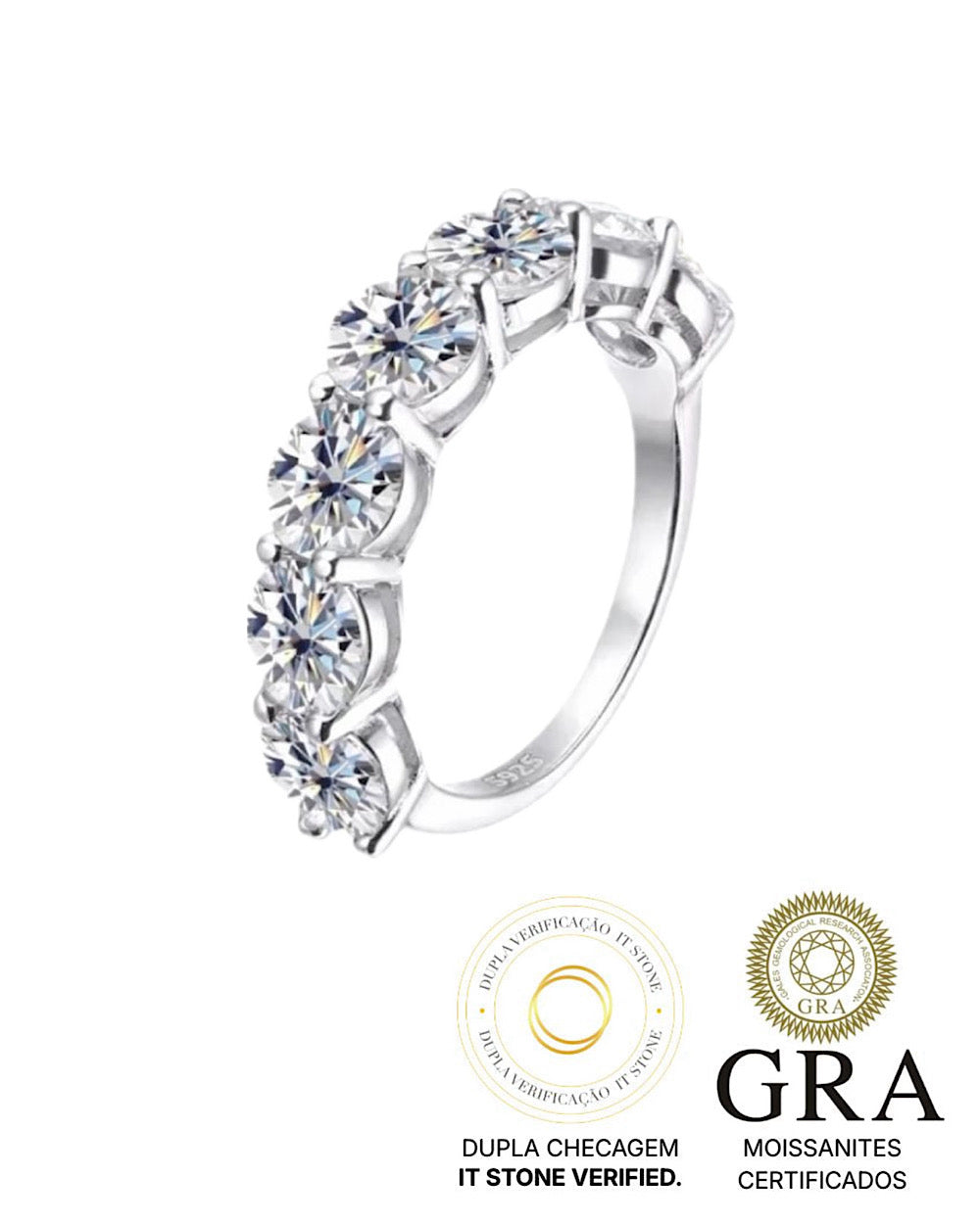 Meia Aliança Eternity Moissanite 50 Pontos Luxo