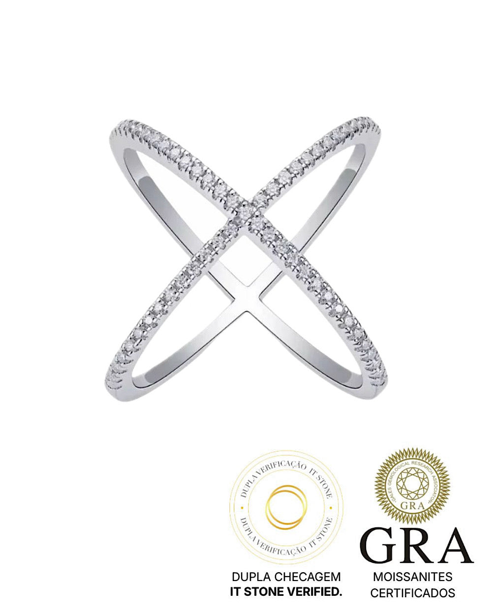Anel X Moissanite Luxo