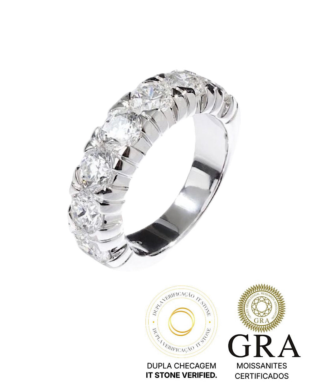 Meia Aliança Russa Moissanite