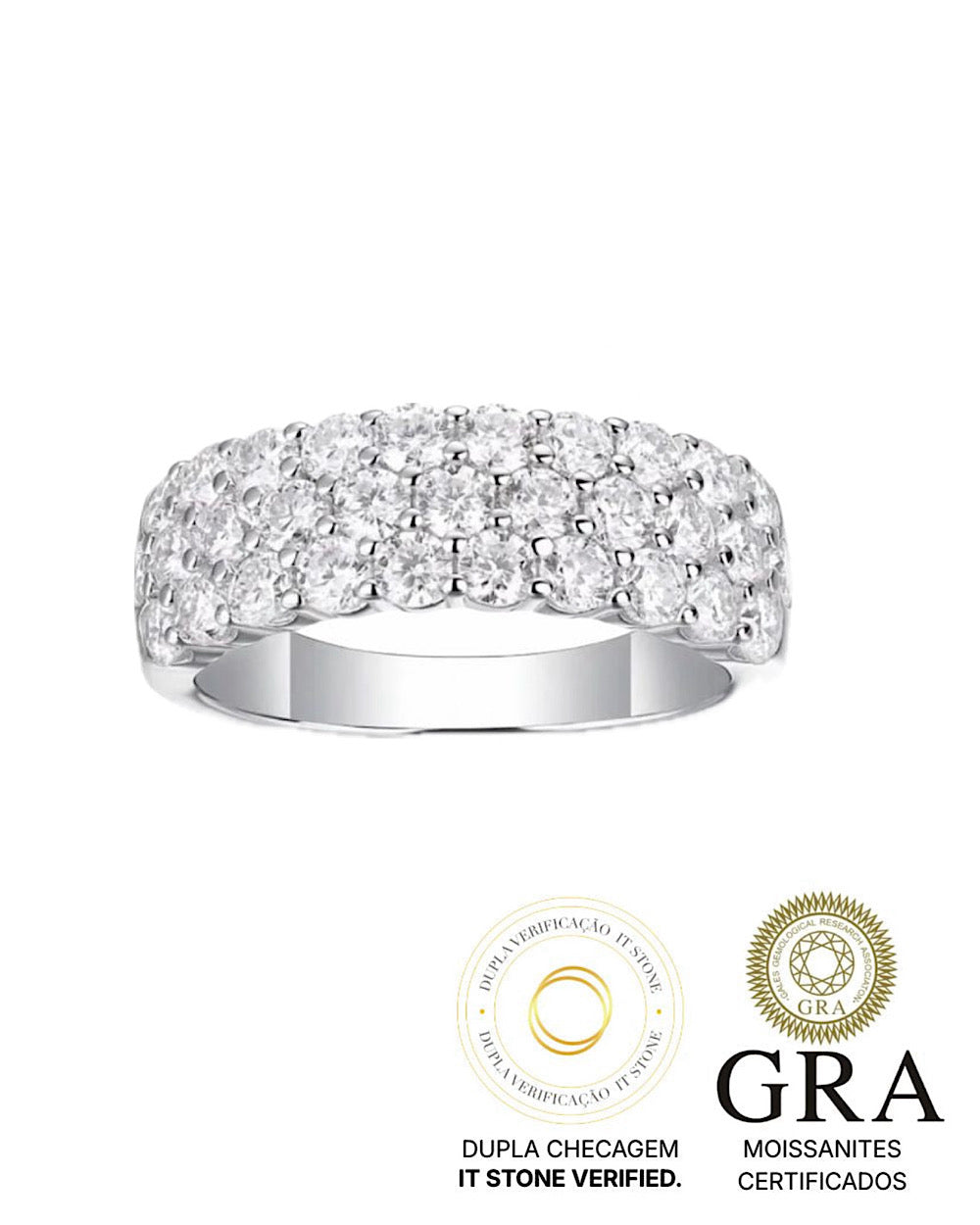 Meia Aliança Triple Moissanite