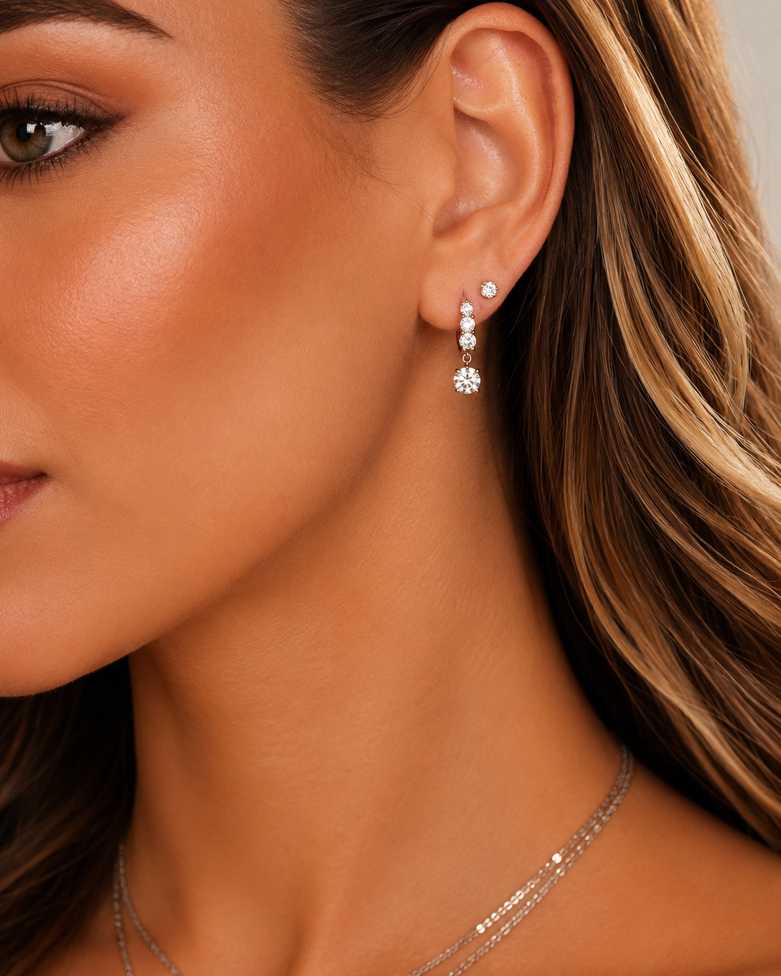 Brinco Solitário Luxury Moissanite 0.1ct