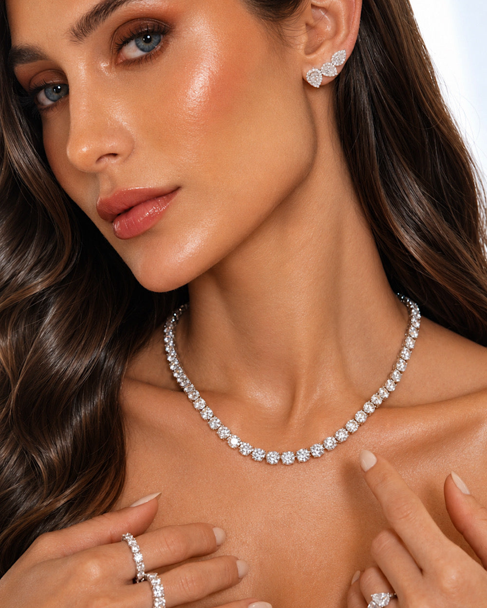 Colar Riviera Classique Moissanite 1ct 40cm