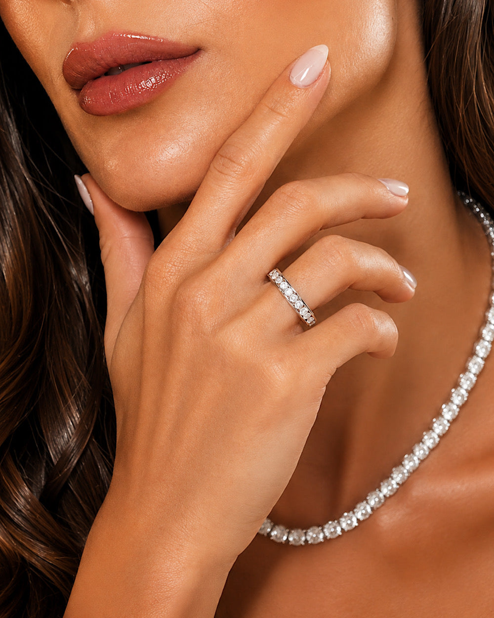 Aliança Trilho Moissanite Luxo