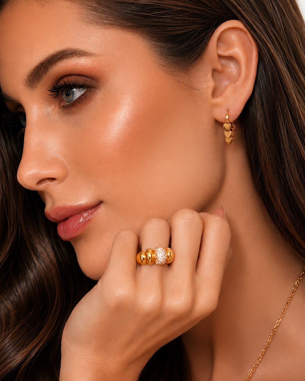 Argolinha Plaquets Gotinhas Gold