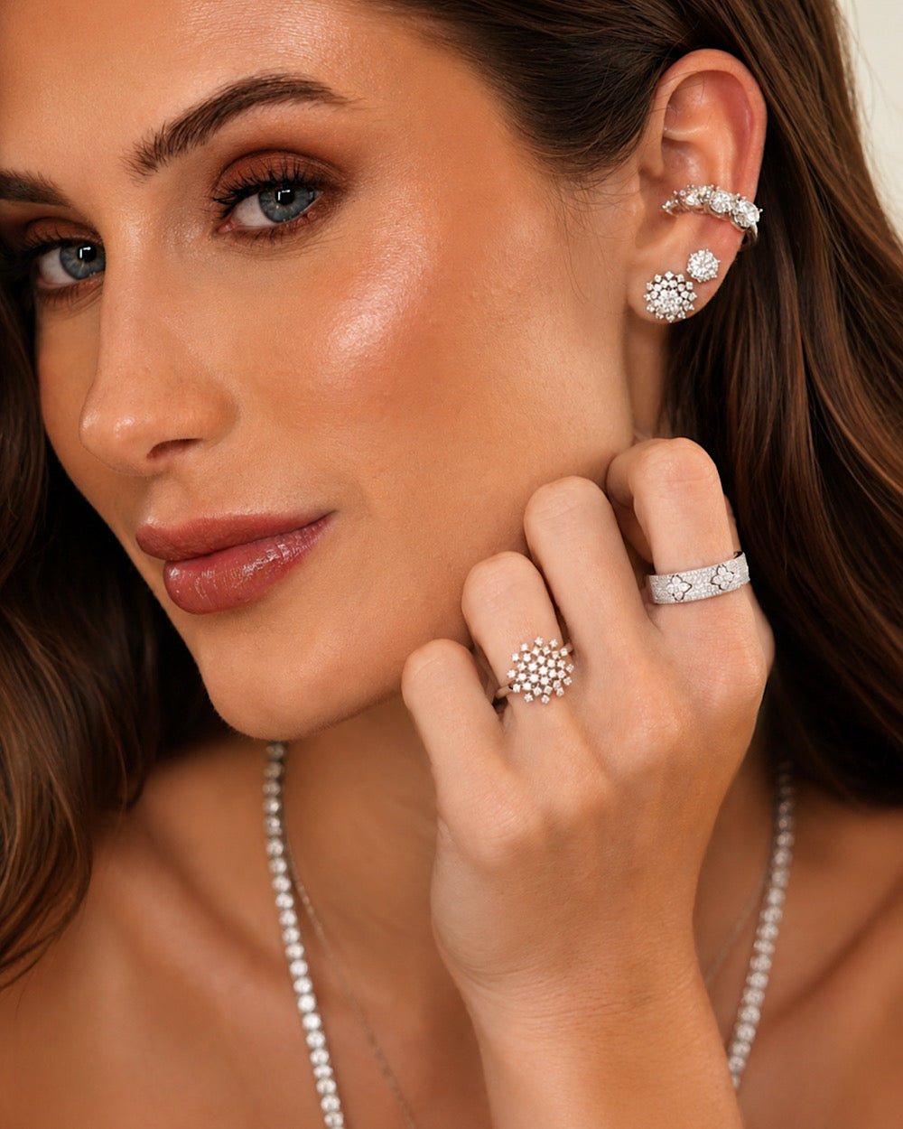 Anel Chuveiro Moissanite Luxo