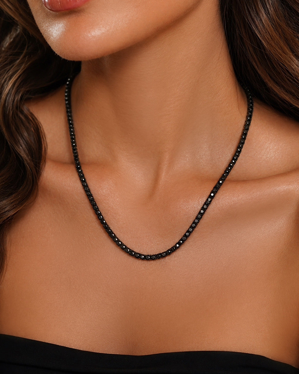 Colar Riviera Moissanite Negra Luxo 45cm