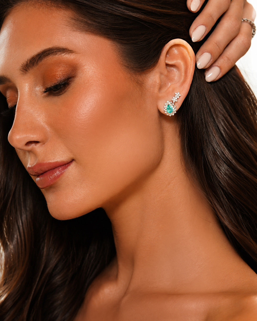 Brinco Segundo Furo Double Flower Moissanite