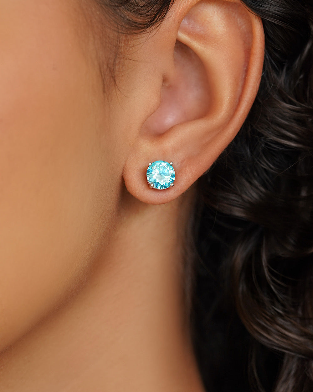 Brinco Solitário Clássico Moissanite Blue Sky 2ct