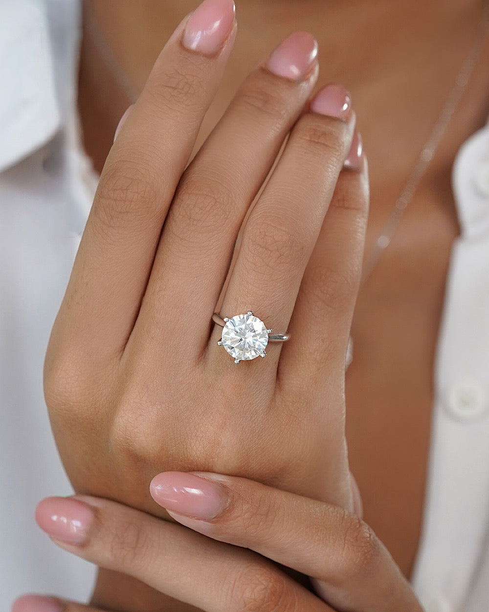 Anel Solitário Clássico Moissanite 5ct