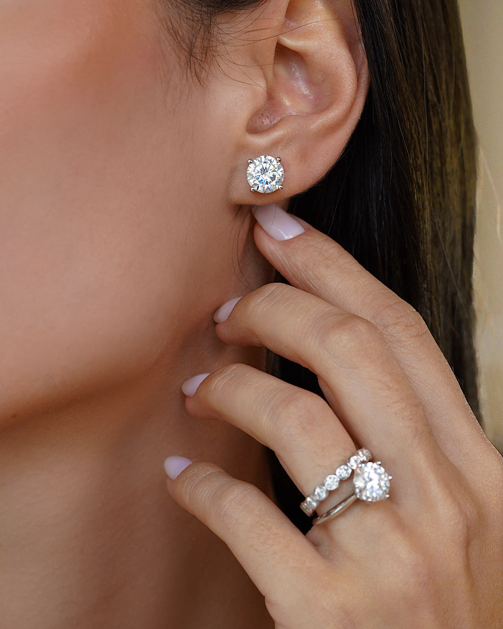 Aliança Moissanite Cravação Inglesa Luxo