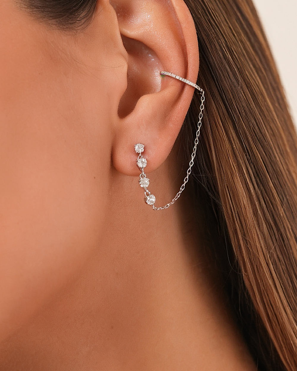 Brinco Com Piercing Falso Eve Moissanite — detalhe 2 | IT STONE