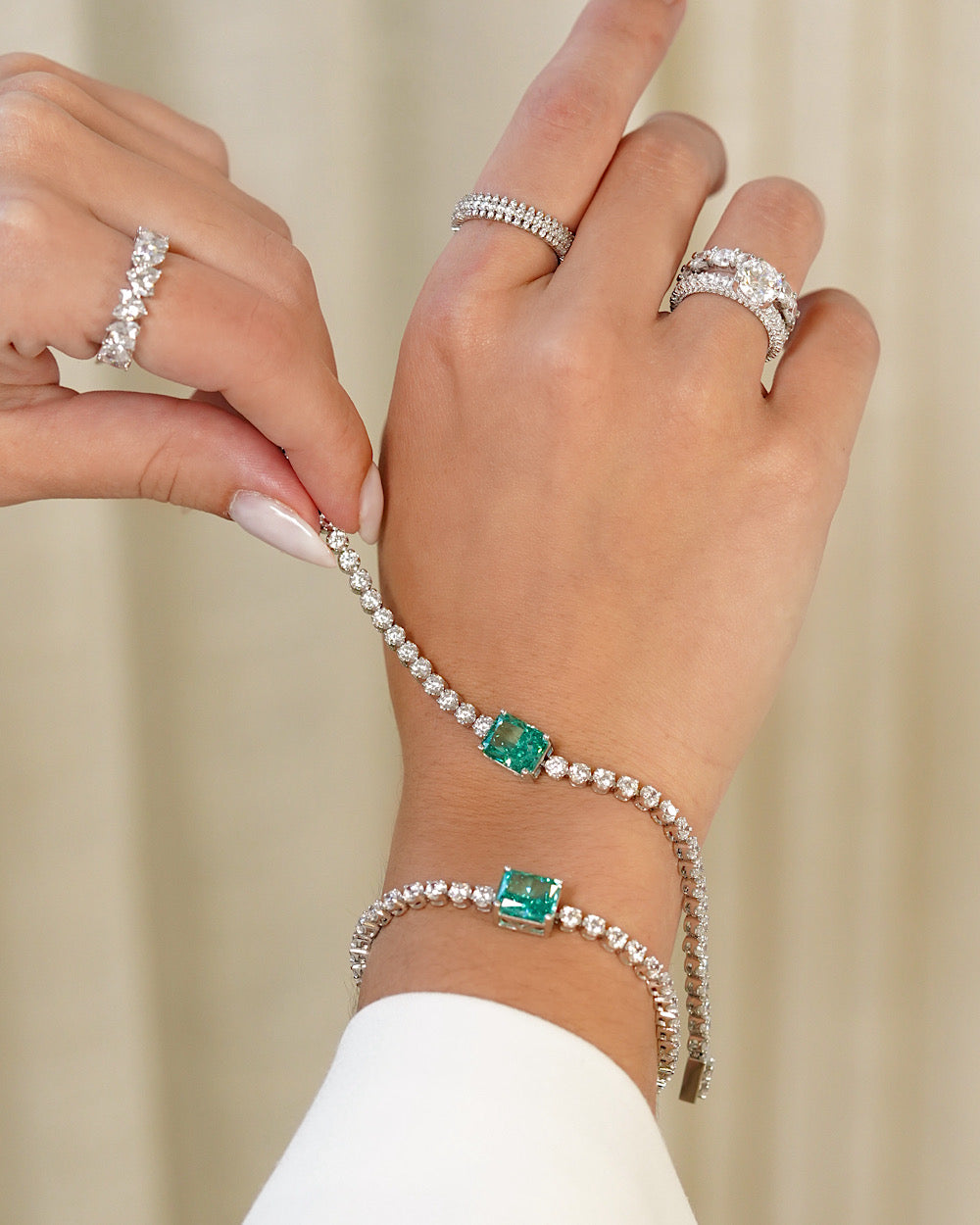 Pulseira Riviera Rectangle Apatita Verde